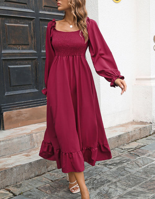 Load image into Gallery viewer, Smocked Ruffle Hem Flounce Sleeve Dress
