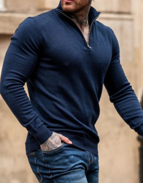 Load image into Gallery viewer, Men's Plus Size Quarter Zip Long Sleeve Knit Top
