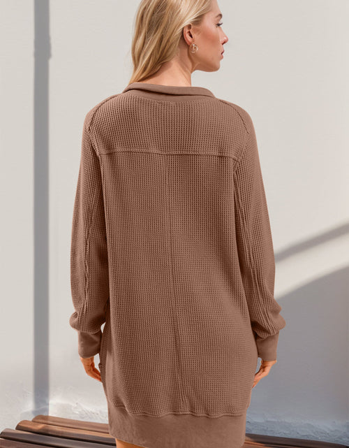 Load image into Gallery viewer, Double Take Waffle Long Sleeve Mini Dress with Pockets
