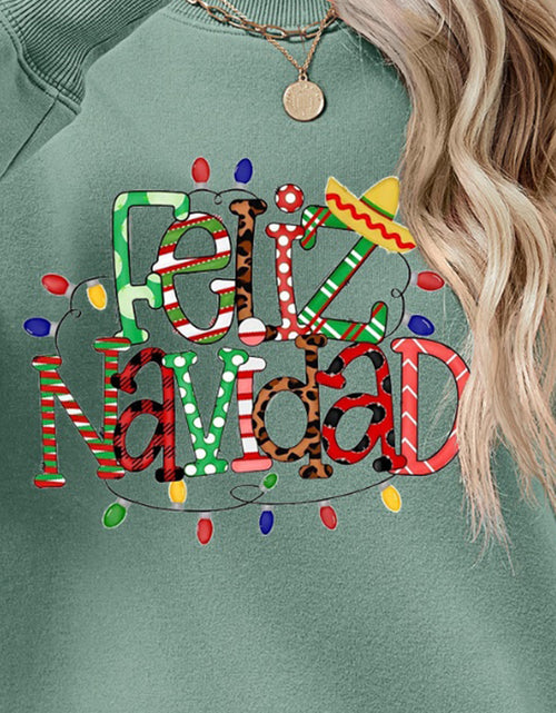 Load image into Gallery viewer, FELIZ NAVIDAD Round Neck Drop Shoulder Sweatshirt
