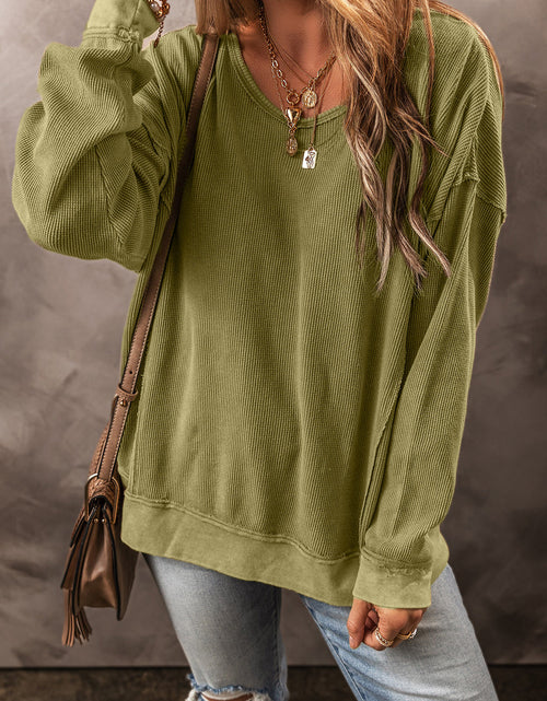 Load image into Gallery viewer, Round Neck Dropped Shoulder Sweatshirt
