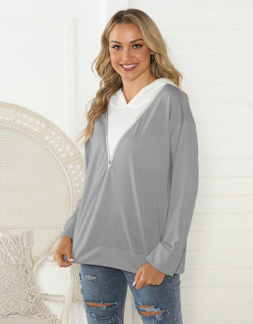 Load image into Gallery viewer, Shiny Contrast Zip Detail Hoodie
