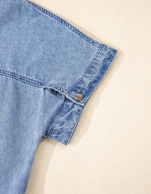 Load image into Gallery viewer, Button Down Short Sleeve Denim Dress
