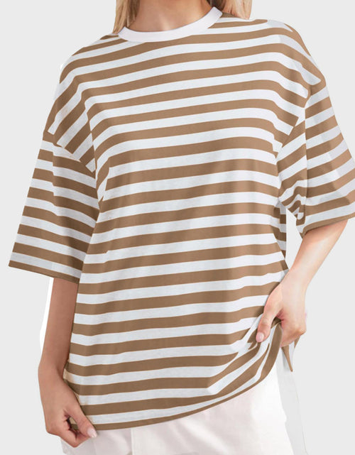 Load image into Gallery viewer, Striped Round Neck Half Sleeve T-Shirt
