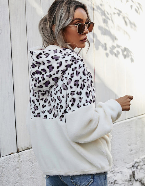Load image into Gallery viewer, Shiny Leopard Half-Zip Dropped Shoulder Hoodie
