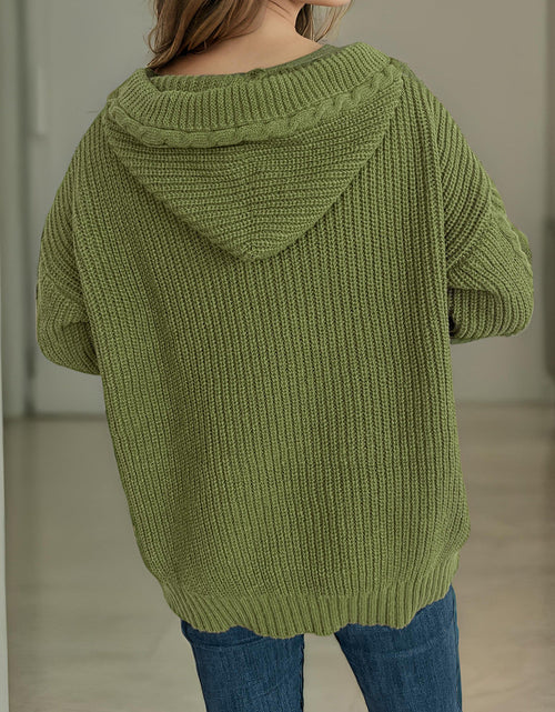 Load image into Gallery viewer, Cable-Knit Long Sleeve Hooded Cardigan
