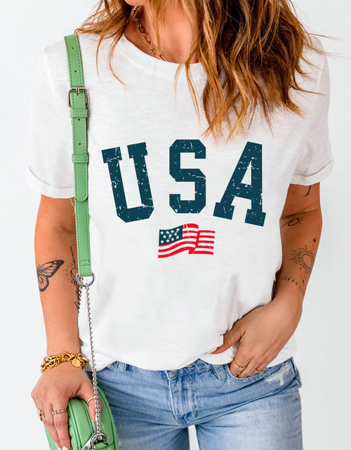 Load image into Gallery viewer, USA Round Neck Short Sleeve T-Shirt
