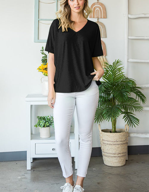 Load image into Gallery viewer, Heimish Full Size V-Neck Short Sleeve T-Shirt

