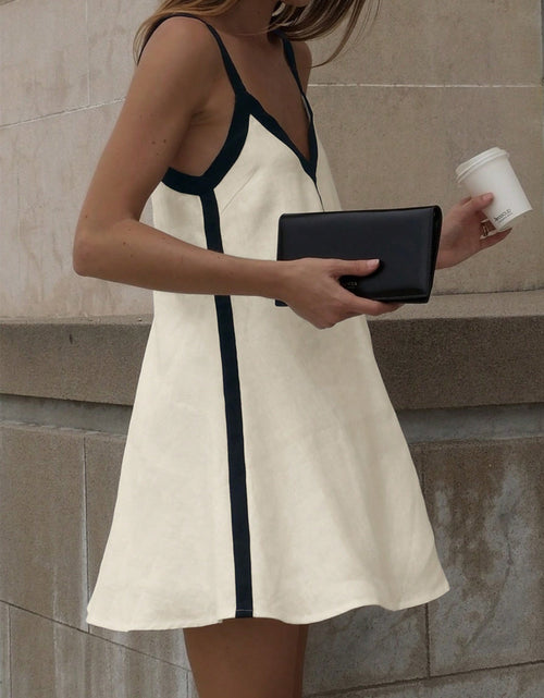 Load image into Gallery viewer, Contrast Trim V-Neck Mini Cami Dress
