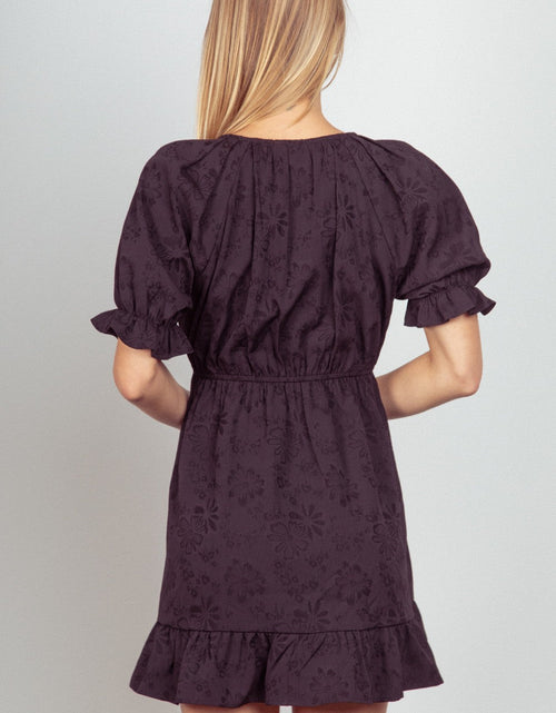 Load image into Gallery viewer, VERY J Floral Textured Woven Ruffled Mini Dress
