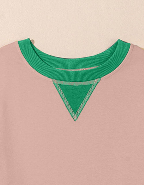 Load image into Gallery viewer, Contrast Round Neck Long Sleeve Sweatshirt
