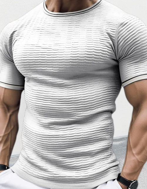 Load image into Gallery viewer, Men's Plus Size Texture Round Neck Contrast Trim T-Shirt

