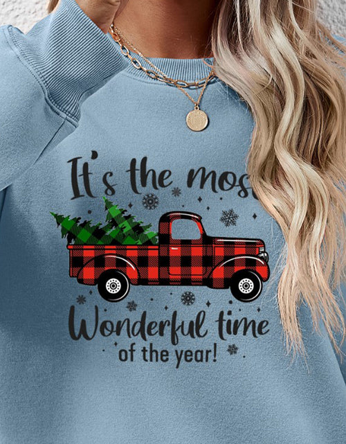 Load image into Gallery viewer, Graphic Round Neck Long Sleeve Sweatshirt
