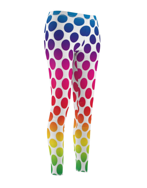 Load image into Gallery viewer, Colorful Polka Dots Print Casual Leggings - White by Tshirt Unlimited
