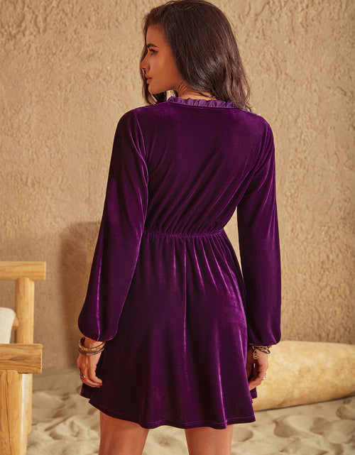 Load image into Gallery viewer, Ruffled V-Neck Long Sleeve Dress
