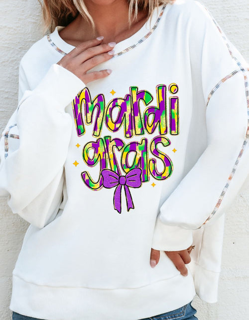 Load image into Gallery viewer, MARDI GRAS Round Neck Long Sleeve Sweatshirt
