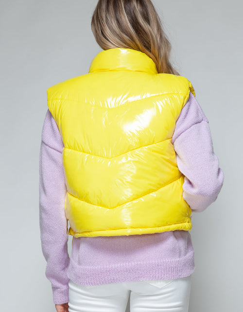 Load image into Gallery viewer, Snobbish Zip Up Turtleneck Shiny Quilted Vest
