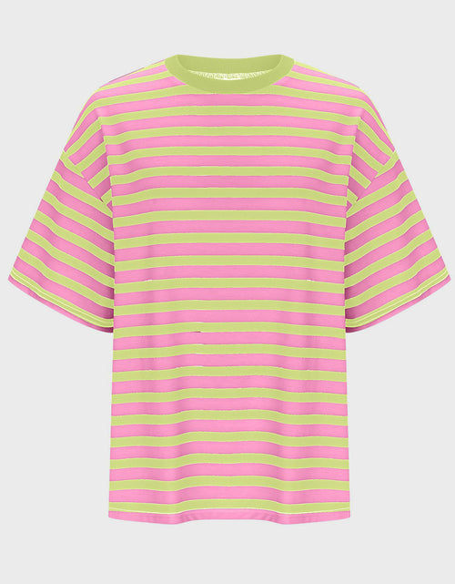 Load image into Gallery viewer, Striped Round Neck Half Sleeve T-Shirt
