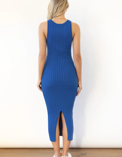 Load image into Gallery viewer, Slit Ribbed Round Neck Sleeveless Dress
