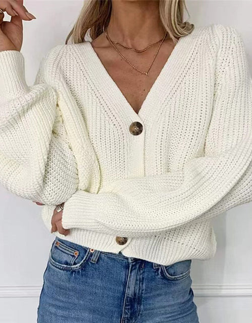 Load image into Gallery viewer, Button Up V-Neck Long Sleeve Cardigan
