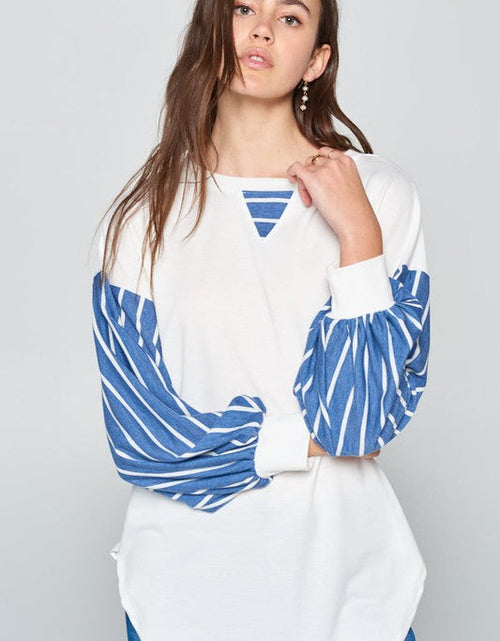Load image into Gallery viewer, Super Lady Full Size French Terry Striped Long Sleeve Top

