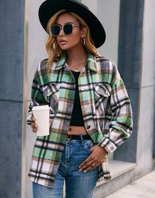 Load image into Gallery viewer, Ivy Lane Meet You Outside Plaid Button Down Curved Hem Shacket
