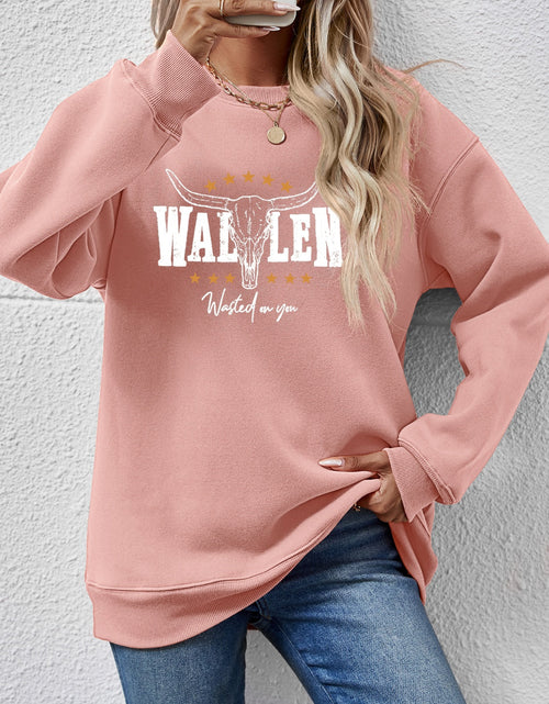 Load image into Gallery viewer, Graphic Round Neck Dropped Shoulder Sweatshirt

