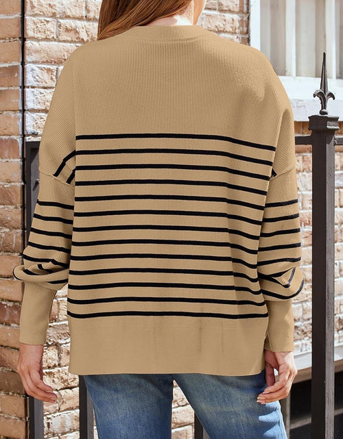 Load image into Gallery viewer, Striped Round Neck Long Sleeve Sweatshirt
