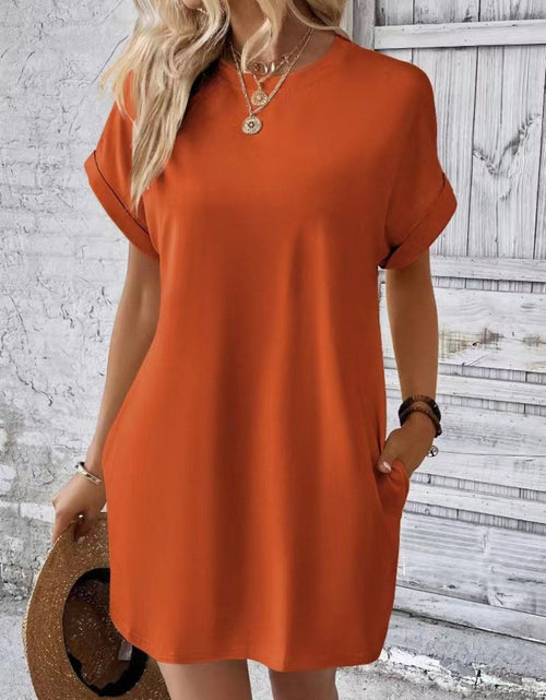 Load image into Gallery viewer, Short Sleeve Mini Tee Dress with Pockets
