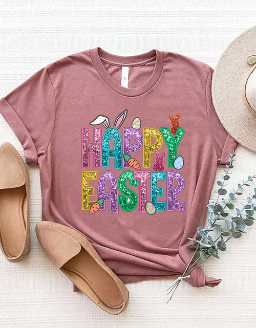 Load image into Gallery viewer, HAPPY EASTER Round Neck Short Sleeve T-Shirt

