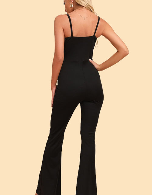 Load image into Gallery viewer, Spliced Mesh Spaghetti Strap Jumpsuit
