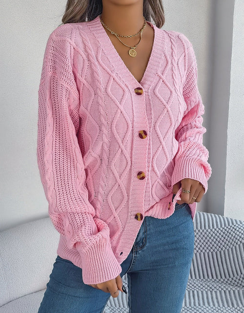 Load image into Gallery viewer, Cable-Knit Long Sleeve Cardigan

