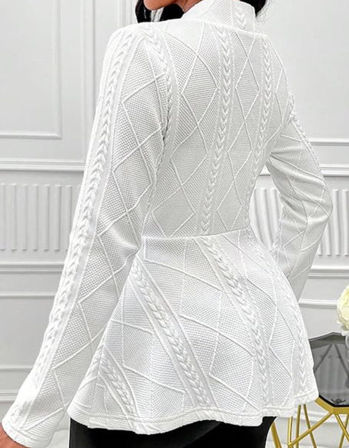 Load image into Gallery viewer, One Button Textured Peplum Cardigan
