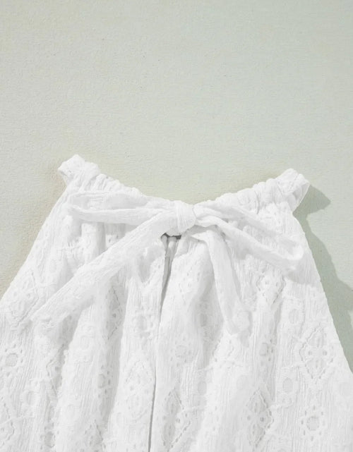 Load image into Gallery viewer, Lace Sleeveless Tied Waist Mini Dress
