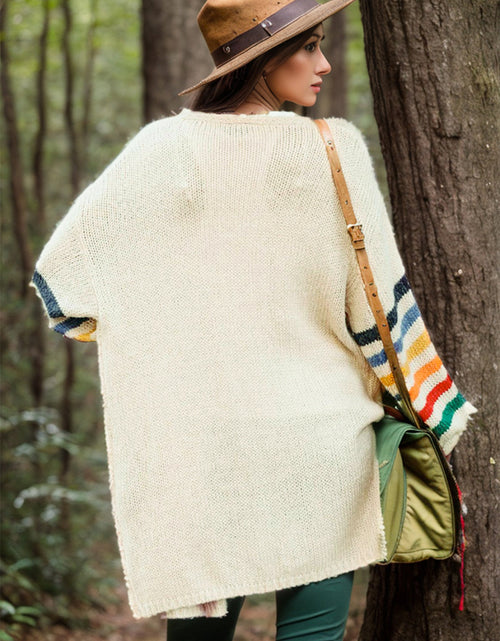 Load image into Gallery viewer, Striped Open Front Long Sleeve Cardigan
