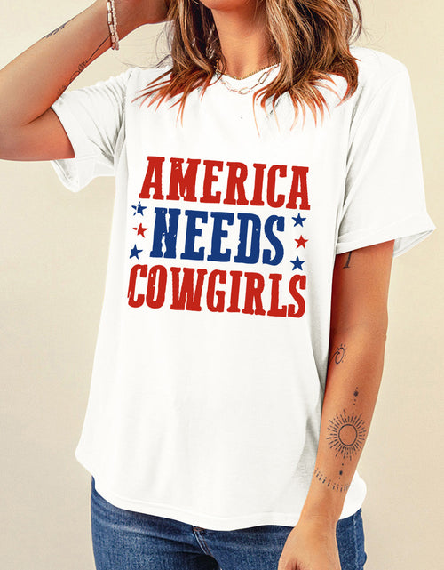 Load image into Gallery viewer, Letter Graphic Round Neck Short Sleeve T-Shirt
