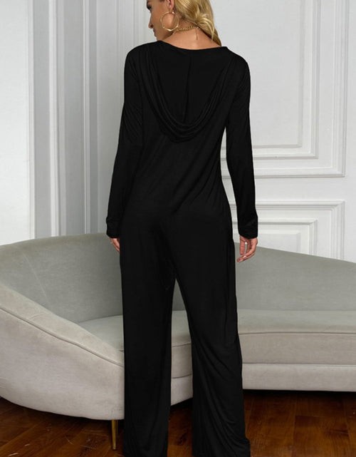 Load image into Gallery viewer, Shiny Long Sleeve V-Neck Jumpsuit with Pockets
