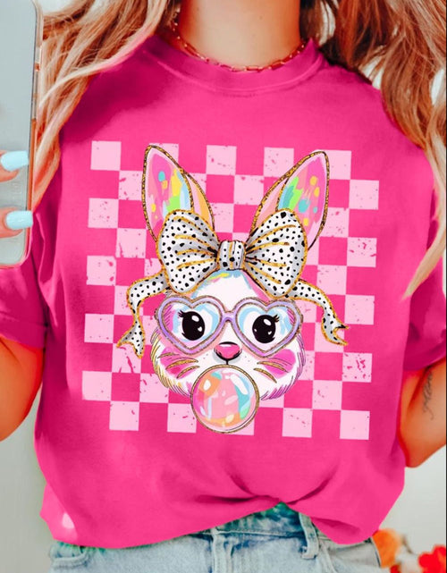 Load image into Gallery viewer, Rabbit Graphic Round Neck Short Sleeve T-Shirt
