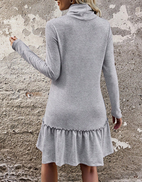 Load image into Gallery viewer, Frill Turtleneck Long Sleeve Dress
