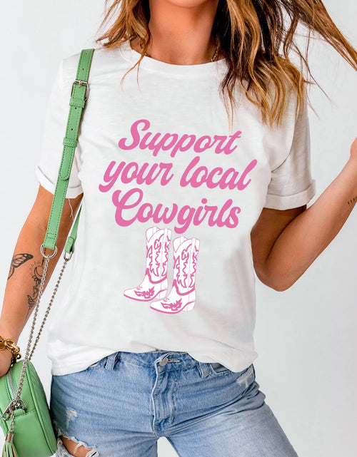 Load image into Gallery viewer, Letter Graphic Round Neck Short Sleeve T-Shirt
