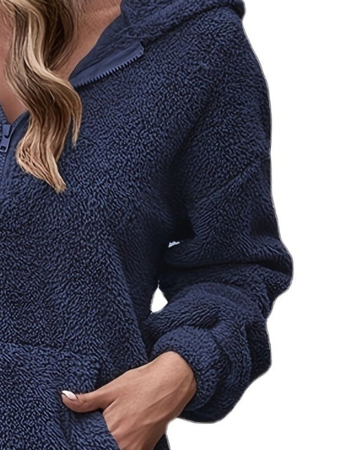 Load image into Gallery viewer, Half Zip Dropped Shoulder Oversized Hoodie
