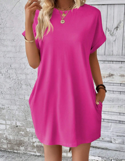 Load image into Gallery viewer, Round Neck Short Sleeve Mini Tee Dress with Pockets
