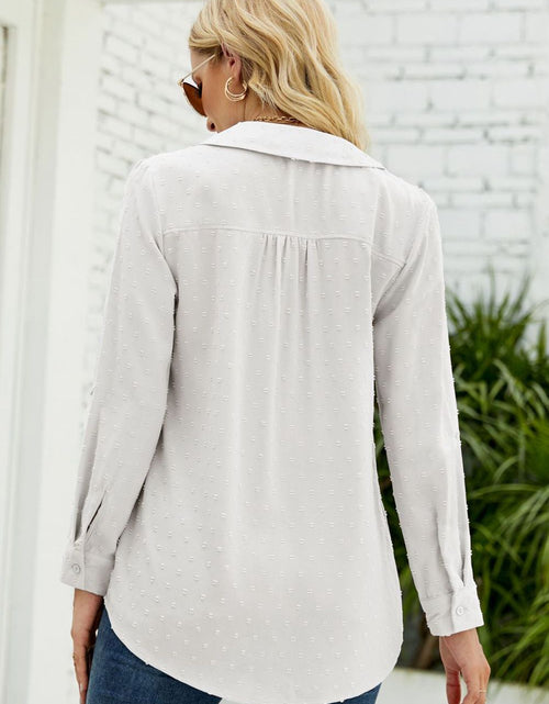 Load image into Gallery viewer, Swiss Dot Johnny Collar Blouse
