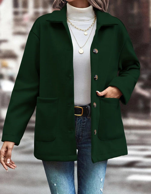 Load image into Gallery viewer, Pocketed Collared Neck Button Up Jacket
