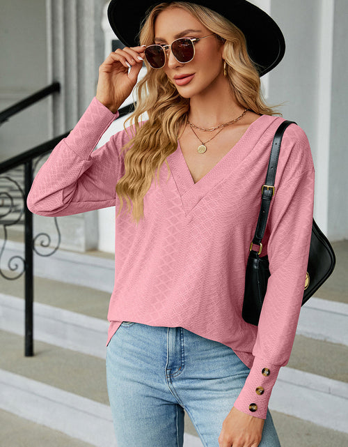 Load image into Gallery viewer, V-Neck Lantern Sleeve T-Shirt
