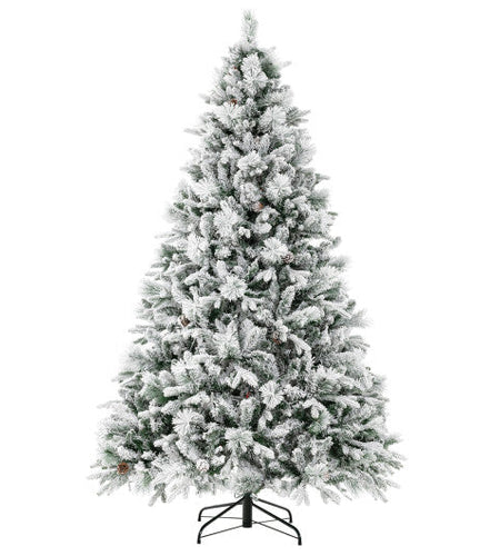 4.5/6/7 Feet Artificial Xmas Tree with Pine Needles and LED Lights-7 ft