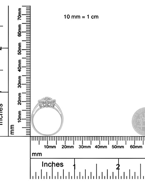Load image into Gallery viewer, 10K White Gold 1/2 Cttw Round &amp; Baguette Cut Diamond Pear Shaped Domed Pavé Cluster with Halo Cocktail Ring (H-I Color, SI1-SI2 Clarity) by Infinite Jewels

