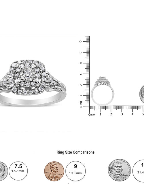 Load image into Gallery viewer, .925 Sterling Silver 1/3 Cttw Miracle Set Round-Cut Diamond Cocktail Ring (H-I Color, I1-I2 Clarity) by Haus of Brilliance
