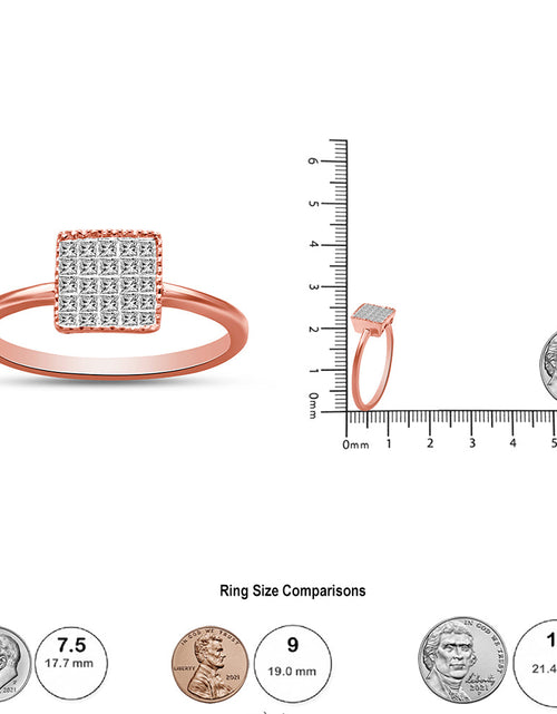 Load image into Gallery viewer, 10K Rose Gold 1/3 Cttw Invisible Set Princess Cut Diamond Composite Square Shape Ring for Women (H-I color, I1-I2 clarity) by Haus of Brilliance
