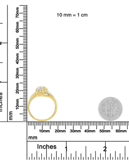 Load image into Gallery viewer, 10K Yellow Gold Plated .925 Sterling Silver 1.0 Cttw Diamond Flower Cluster Open Halo Floral Ring (J-K Color, I2-I3 Clarity) by Infinite Jewels
